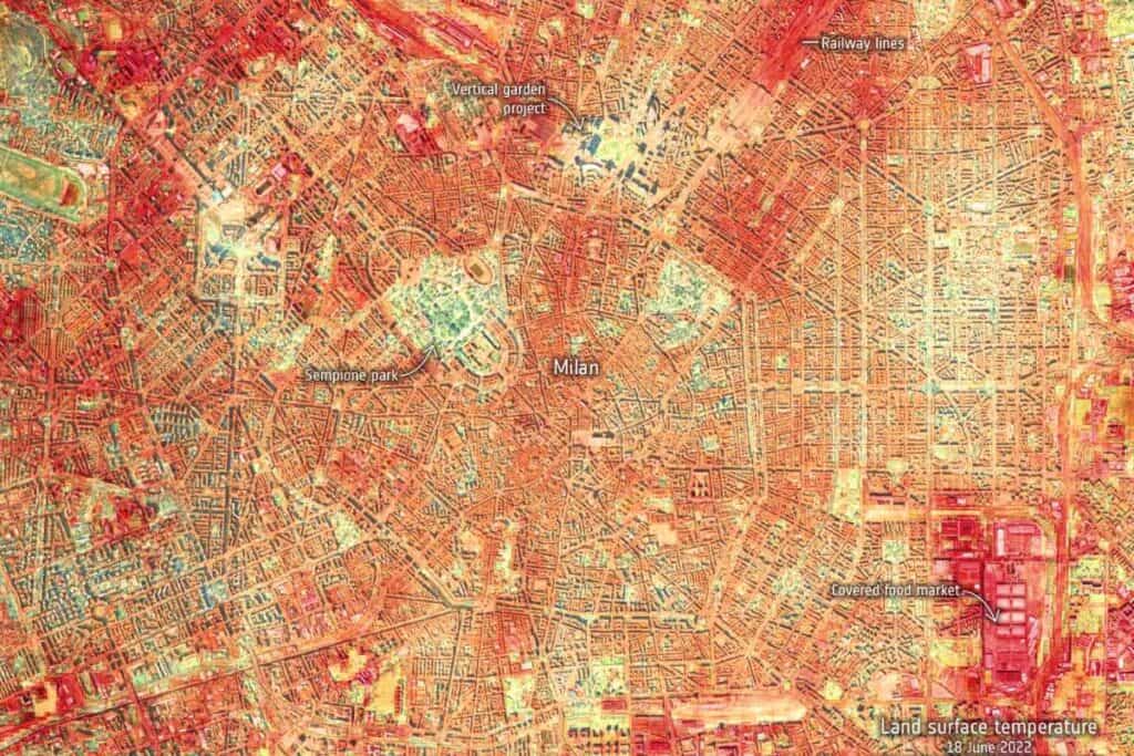 Temperatura della superficie del terreno a Milano a giugno
